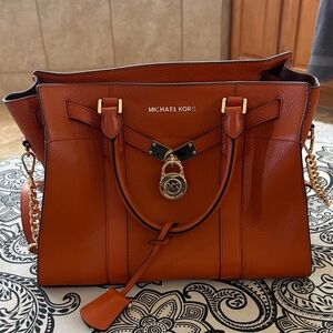 Michael Kors Tan Leather Satchel with Gold Details